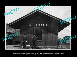 OLD LARGE HISTORIC PHOTO OF WILKESON WASHINGTON, RAILROAD DEPOT STATION c1910 1