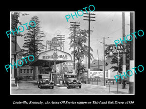 OLD LARGE HISTORIC PHOTO OF LOUISVILLE KENTUCKY, THE AETNA OIL GAS STATION c1930