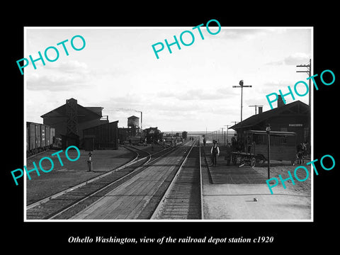 OLD LARGE HISTORIC PHOTO OF OTHELLO WASHINGTON, THE RAILROAD STATION c1920