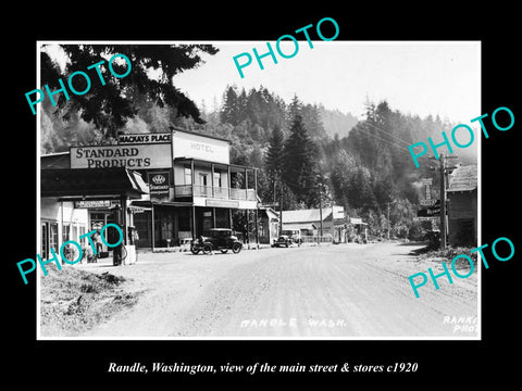 OLD LARGE HISTORIC PHOTO OF RANDLE WASHINGTON, THE MAIN St & STORES c1920