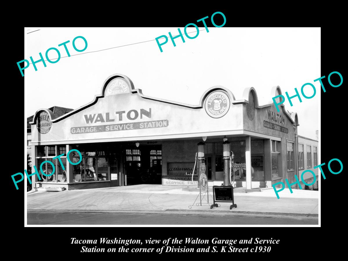 OLD LARGE HISTORIC PHOTO OF TACOMA WASHINGTON, THE WALTON MOTOR GARAGE c1930