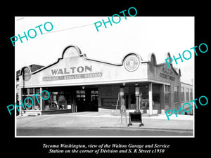 OLD LARGE HISTORIC PHOTO OF TACOMA WASHINGTON, THE WALTON MOTOR GARAGE c1930