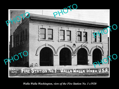 OLD LARGE HISTORIC PHOTO OF WALLA WALLA WASHINGTON, FIRE DEPARTMENT STATION 1920