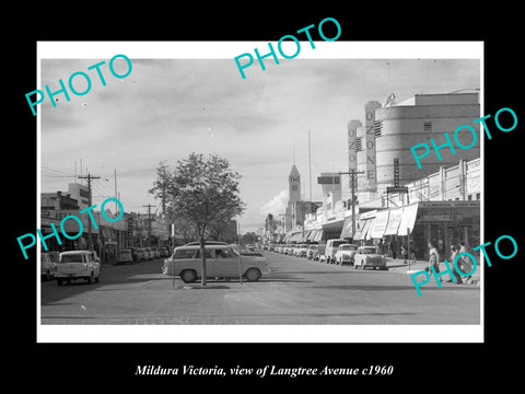 OLD LARGE HISTORIC PHOTO OF MILDURA VICTORIA, VIEW OF LANGTREE Ave c1960