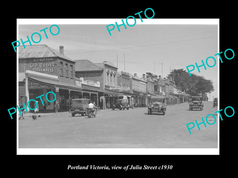 OLD LARGE HISTORIC PHOTO OF PORTLAND VICTORIA, VIEW OF JULIA St & SHOPS c1930