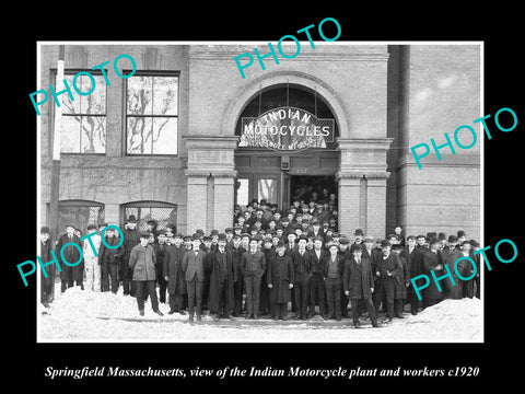 OLD HISTORIC PHOTO OF SPRINGFIELD MASSACHUSETTS, THE INDIAN MOTORCYCLE Co c1920