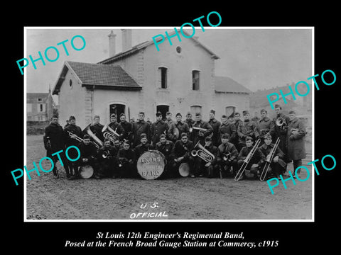 OLD LARGE HISTORIC PHOTO OF St LOUIS MISSOURI 12th REGIMENT MILITARY BAND c1915