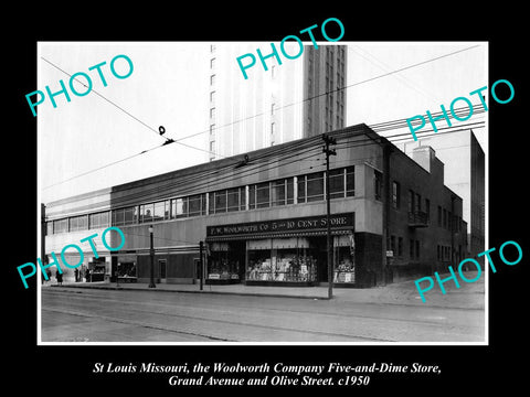 OLD LARGE HISTORIC PHOTO OF St LOUIS MISSOURI, THE WOOLWORTH 5c STORE c1950