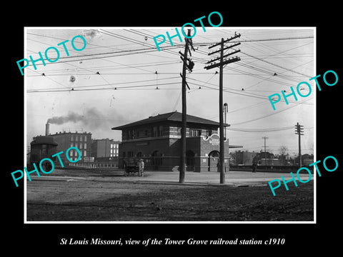 OLD LARGE HISTORIC PHOTO OF St LOUIS MISSOURI, TOWER GROVE RAILROAD DEPOT c1910