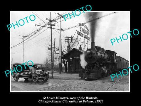 OLD LARGE HISTORIC PHOTO OF St LOUIS MISSOURI, WC&KC DELMAR RAILROAD DEPOT c1920
