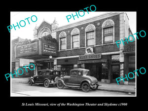 OLD LARGE HISTORIC PHOTO OF St LOUIS MISSOURI, VIEW OF WASHINGTON THEATER c1920