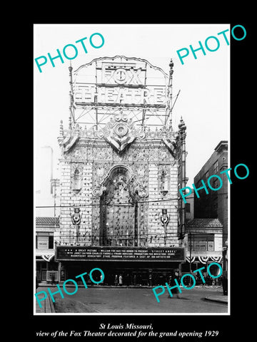 OLD LARGE HISTORIC PHOTO OF St LOUIS MISSOURI, VIEW OF FOX THEATER OPENING c1929