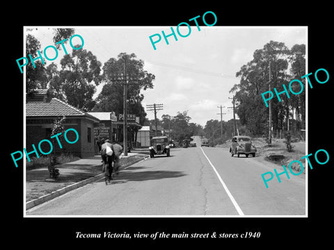 OLD LARGE HISTORIC PHOTO OF TECOMA VICTORIA, VIEW OF THE MAIN STREET c1940