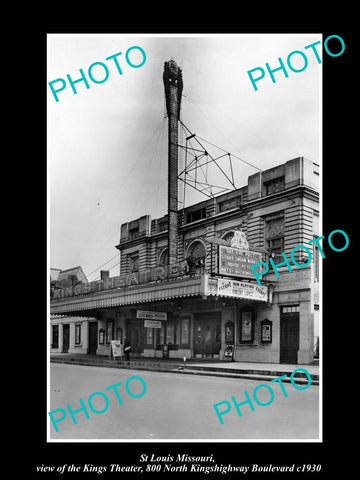 OLD LARGE HISTORIC PHOTO OF St LOUIS MISSOURI, VIEW OF THE KINGS THEATER c1930