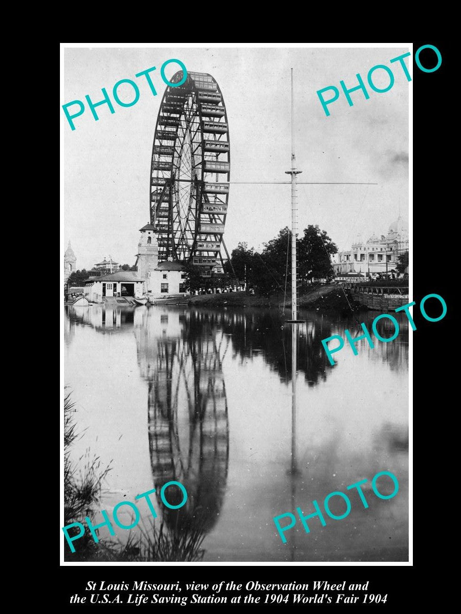 OLD LARGE HISTORIC PHOTO OF St LOUIS MISSOURI, THE W/FAIR OBSERVATION WHEEL 1904