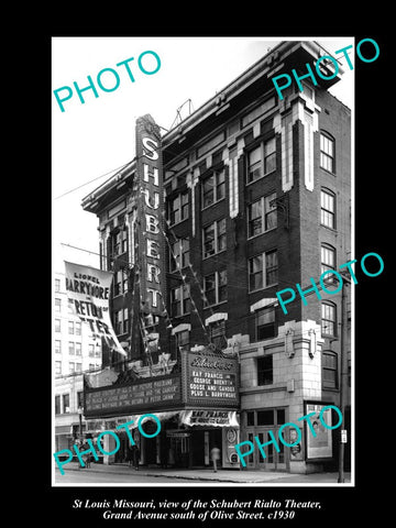OLD LARGE HISTORIC PHOTO OF St LOUIS MISSOURI, VIEW OF THE SCHUBERT THEATER 1930