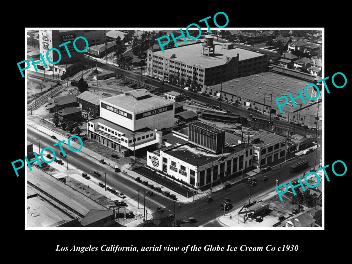 OLD LARGE HISTORIC PHOTO OF LOS ANGELES CALIFORNIA, THE GLOBE ICE CREAM Co c1930