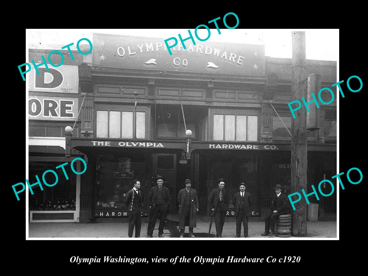 OLD LARGE HISTORIC PHOTO OF OLYMPIA WASHINGTON, THE HARDWARE Co STORE c1920