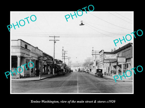 OLD LARGE HISTORIC PHOTO OF TENINO WASHINGTON, THE MAIN STREET & STORES c1920