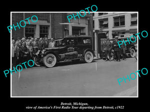 OLD LARGE HISTORIC PHOTO OF DETROIT MICHIGAN, THE 1st AMERICAN RADIO TOUR c1922