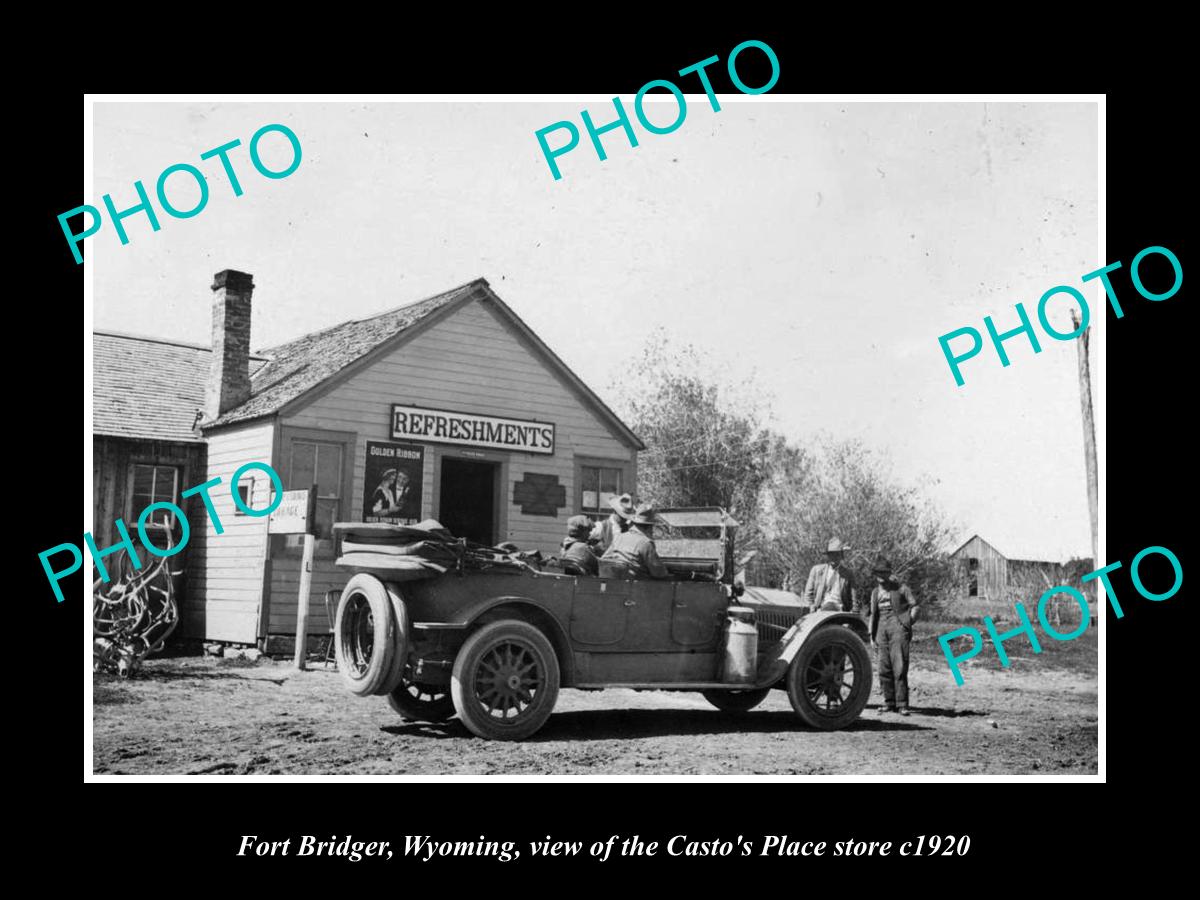 OLD LARGE HISTORIC PHOTO OF FORT BRIDGER WYOMING, THE CASTO PLACE STORE c1920