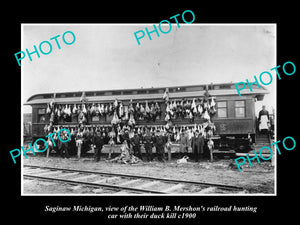 OLD LARGE HISTORIC PHOTO OF SAGINAW MICHIGAN, THE MERSHON HUNTING RAILROAD c1900