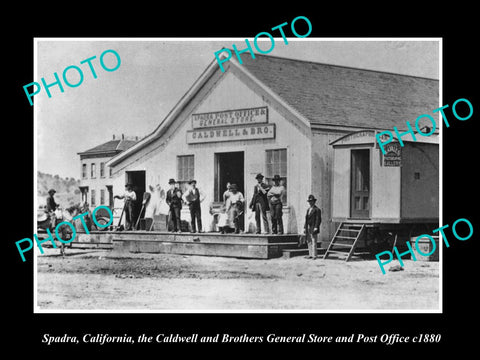 OLD LARGE HISTORIC PHOTO OF SPADRA CALIFORNIA, THE CALDWELL STORE & PO c1880