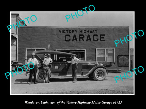 OLD LARGE HISTORIC PHOTO OF WENDOVER UTAH, THE VICTORY HIGHWAY GARAGE c1925