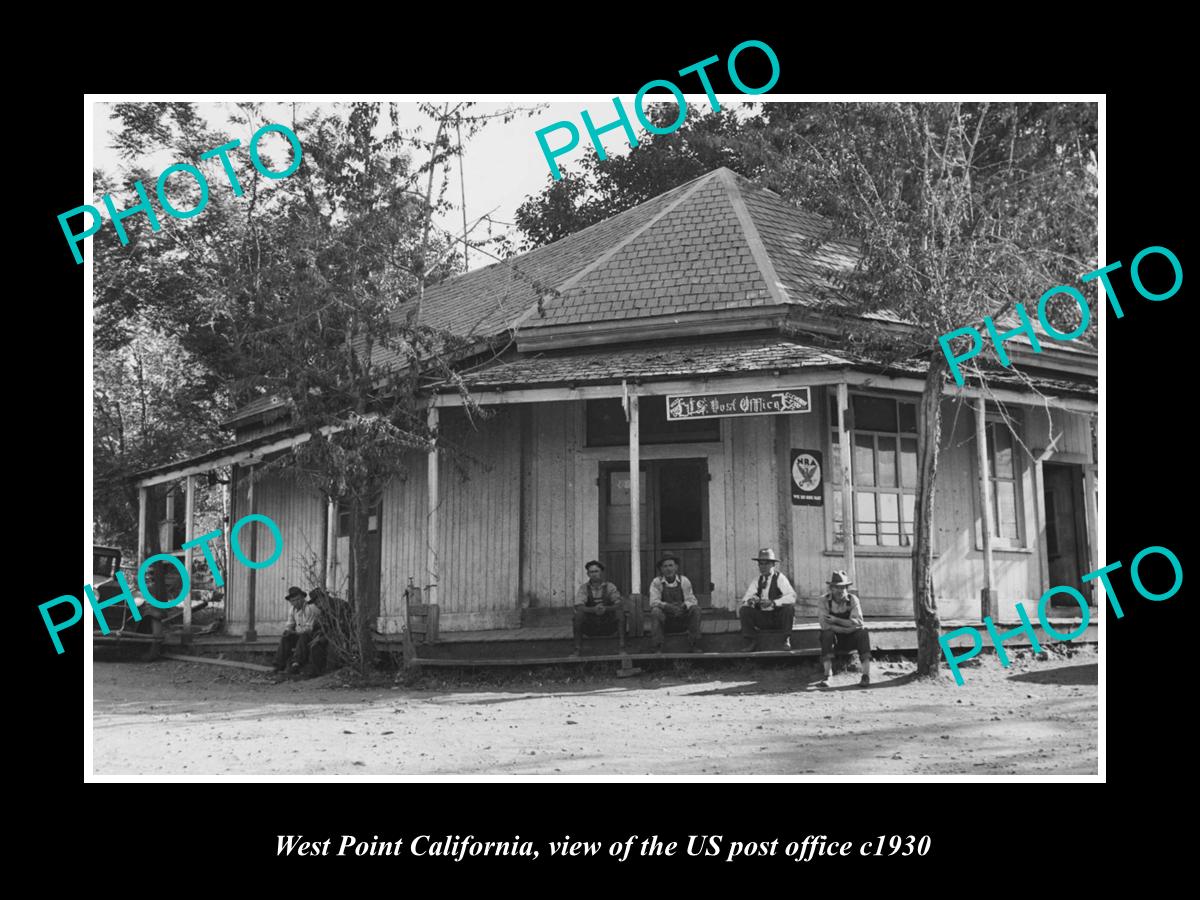 OLD LARGE HISTORIC PHOTO OF WEST POINT CALIFORNIA, THE US POST OFFICE c1930