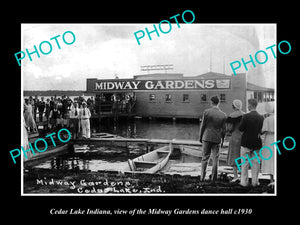 OLD LARGE HISTORIC PHOTO OF CEDAR LAKE INDIANA, MIDWAY GARDENS DANCE HALL c1930