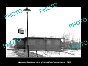 OLD LARGE HISTORIC PHOTO OF HAMMOND INDIANA, THE RAILROAD DEPOT STATION c1960