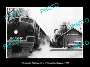 OLD LARGE HISTORIC PHOTO OF MONTICELLO INDIANA, THE RAILROAD DEPOT c1955