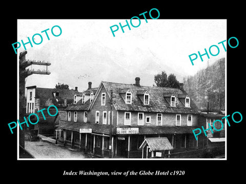 OLD LARGE HISTORIC PHOTO OF INDEX WASHINGTON, VIEW OF THE GLOBE HOTEL c1920