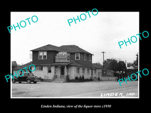 OLD LARGE HISTORIC PHOTO OF LINDEN INDIANA, VIEW OF THE LIQUOR STORE c1950