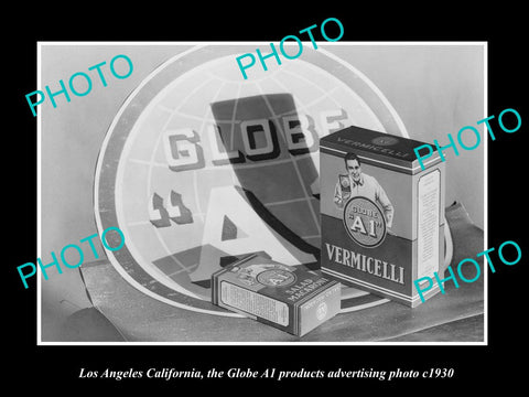 OLD LARGE HISTORIC PHOTO OF LOS ANGELES CALIFORNIA, THE GLOBE A1 GOODS AD 1930 1