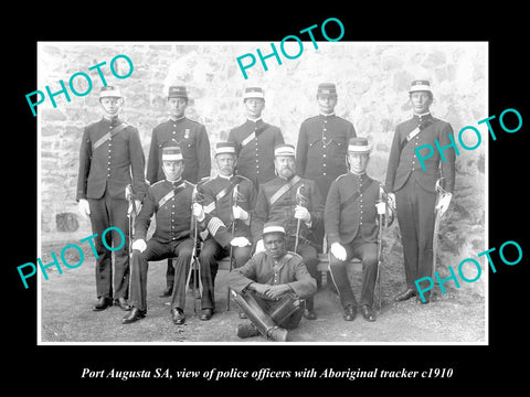 OLD LARGE HISTORIC PHOTO OF PORT AUGUSTA SA, POLICE & ABORIGINAL TRACKER c1910