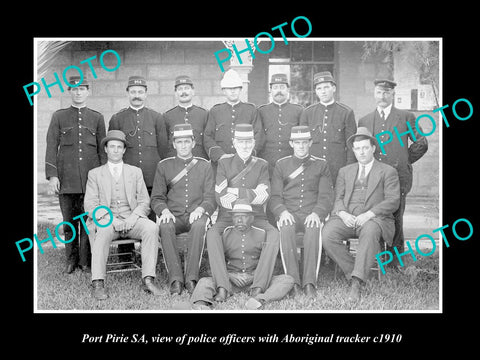 OLD LARGE HISTORIC PHOTO OF PORT PIRIE SA, POLICE & ABORIGINAL TRACKER c1910