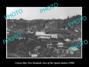 OLD LARGE HISTORIC PHOTO OF CAREYS BAY NEW ZEALAND, THE SIGNAL STATION c1900