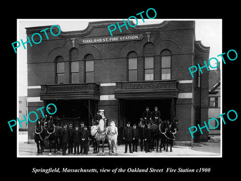 OLD HISTORIC PHOTO OF SPRINGFIELD MASSACHUSETTS, THE OAKLAND FIRE STATION c1900