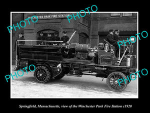 OLD HISTORIC PHOTO OF SPRINGFIELD MASSACHUSETTS, WINCHESTER FIRE STATION c1920