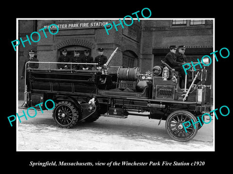 OLD HISTORIC PHOTO OF SPRINGFIELD MASSACHUSETTS, WINCHESTER FIRE STATION c1920