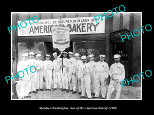 OLD LARGE HISTORIC PHOTO OF ABERDEEN WASHINGTON, THE AMERICAN BAKERY STORE c1900