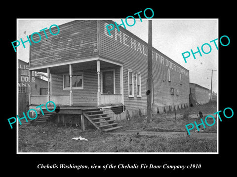 OLD LARGE HISTORIC PHOTO OF CHEHALIS WASHINGTON, THE CHEHALIS FIR DOOR Co c1910