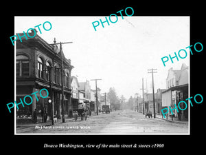 OLD LARGE HISTORIC PHOTO OF ILWACO WASHINGTON, THE MAIN STREET & STORES c1900