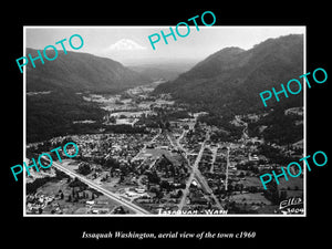 OLD LARGE HISTORIC PHOTO OF ISSAQUAH WASHINGTON, AERIAL VIEW OF THE TOWN c1960 2