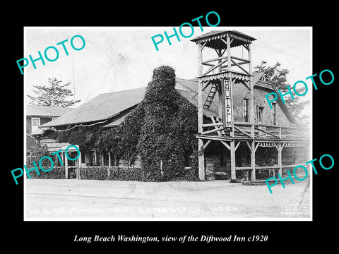 OLD LARGE HISTORIC PHOTO OF LONG BEACH WASHINGTON, THE DRAFTWOOD INN c1920