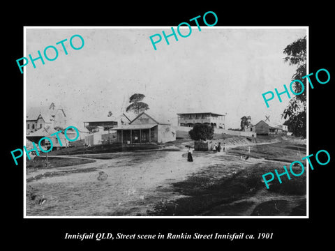 OLD LARGE HISTORIC PHOTO OF INNISFAIL QUEENSLAND, VIEW OF RANKIN STREET c1901