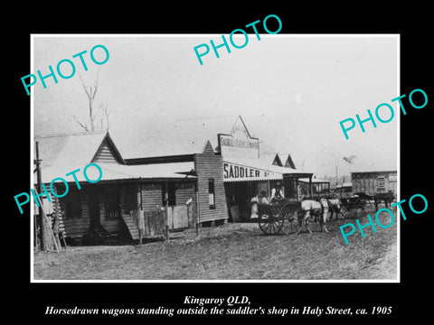 OLD LARGE HISTORIC PHOTO OF KINGAROY QLD, THE SADDLERS SHOP ON HALY St c1905