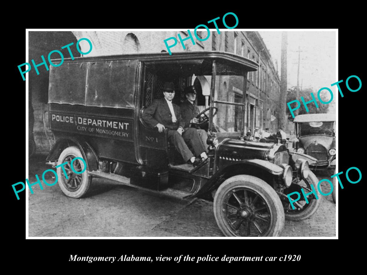 OLD LARGE HISTORIC PHOTO OF MONTGOMERY ALABAMA, THE POLICE DEPARTMENT CAR c1920