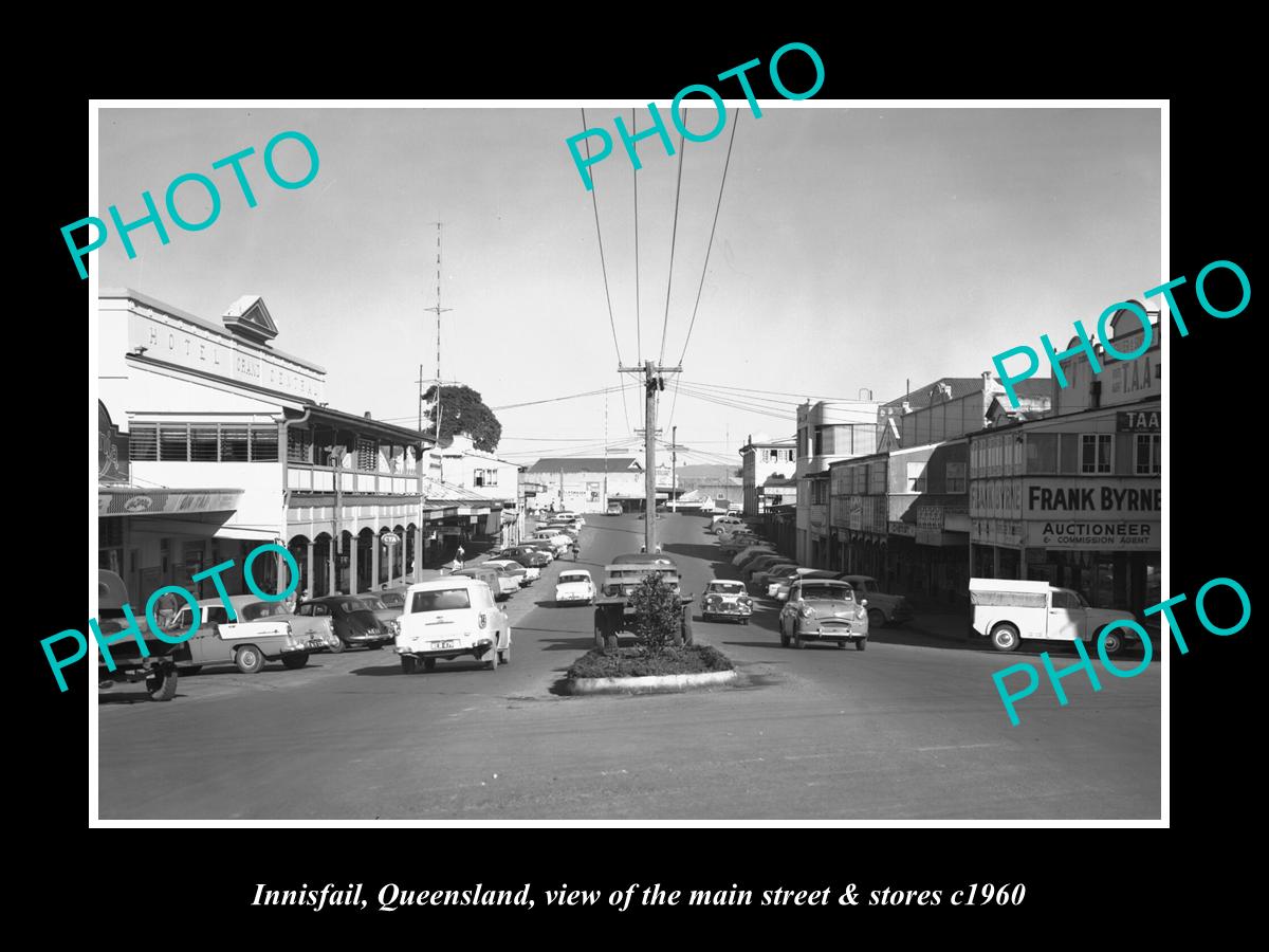 OLD LARGE HISTORIC PHOTO OF INNISFAIL QUEENSLAND, THE MAIN ST & STORES c1960 2